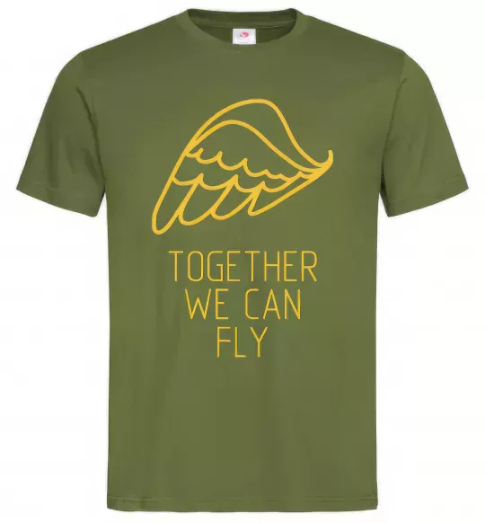 Чоловіча футболка Together we can fly yellow Оливковий фото