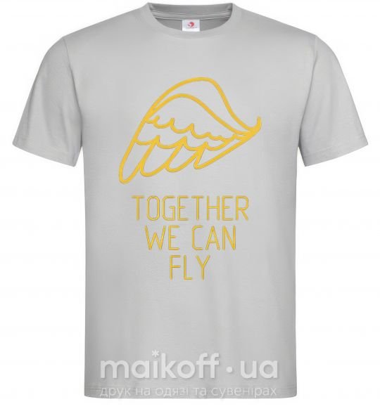 Мужская футболка Together we can fly yellow Серый фото