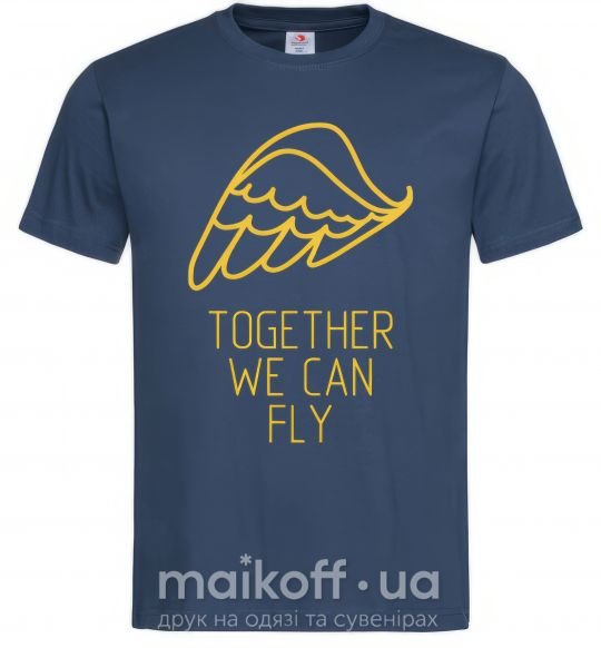 Чоловіча футболка Together we can fly yellow Темно-синій фото