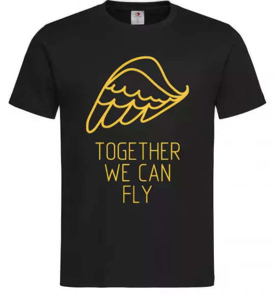 Чоловіча футболка Together we can fly yellow Чорний фото