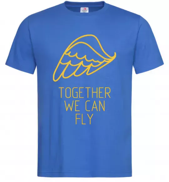 Чоловіча футболка Together we can fly yellow Яскраво-синій фото