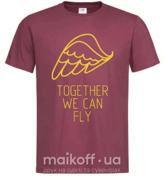 Чоловіча футболка Together we can fly yellow Бордовий фото