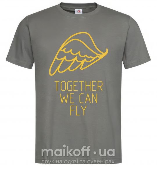 Мужская футболка Together we can fly yellow Графит фото