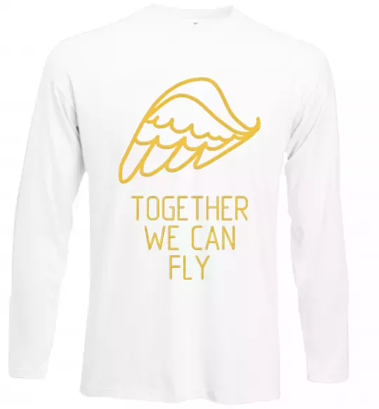 Лонгслив Together we can fly yellow Белый фото