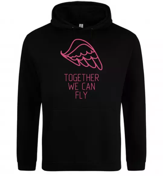 Женская толстовка (худи) Together we can fly pink Черный фото