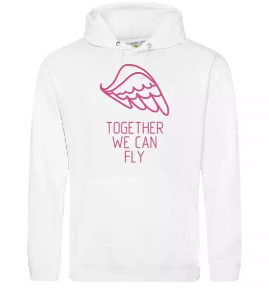 Женская толстовка (худи) Together we can fly pink Белый фото