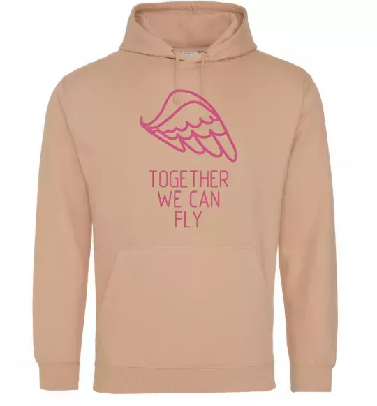 Женская толстовка (худи) Together we can fly pink Песочный фото