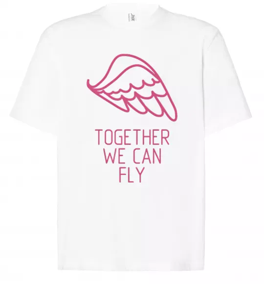 Футболка Оверсайз Together we can fly pink Білий фото