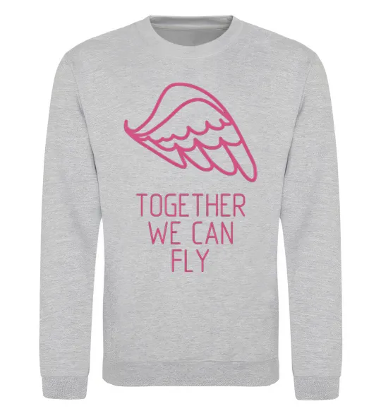 Свитшот Together we can fly pink Серый меланж фото