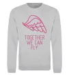 Свитшот Together we can fly pink Серый меланж фото