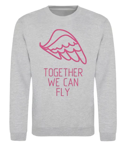 Свитшот Together we can fly pink Серый меланж фото