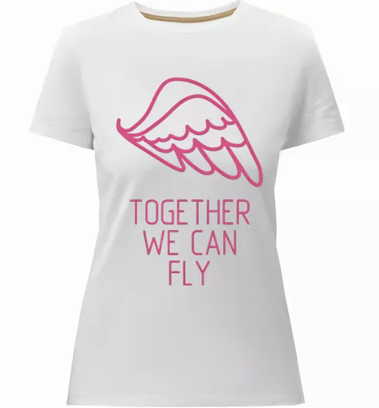 Жіноча преміум футболка Together we can fly pink Білий фото