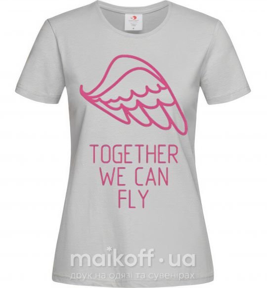 Женская футболка Together we can fly pink Серый фото