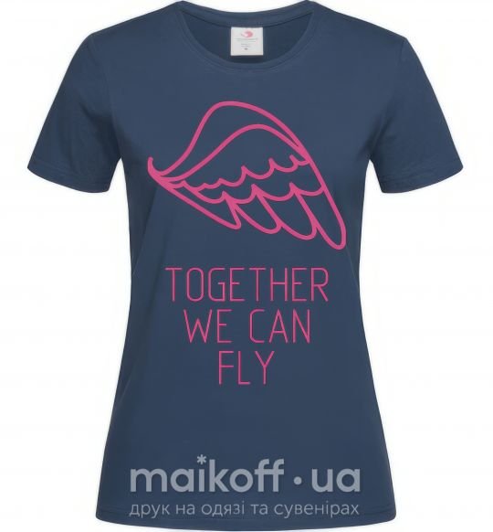 Женская футболка Together we can fly pink Темно-синий фото