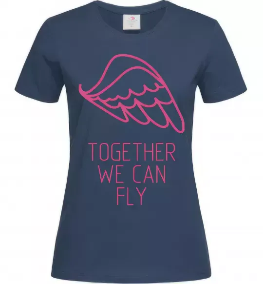 Жіноча футболка Together we can fly pink Темно-синій фото