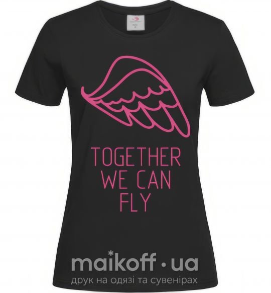 Женская футболка Together we can fly pink Черный фото