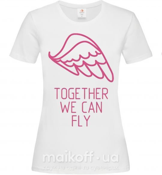 Женская футболка Together we can fly pink Белый фото