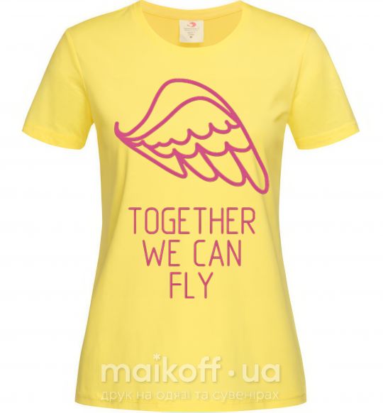 Женская футболка Together we can fly pink Лимонный фото