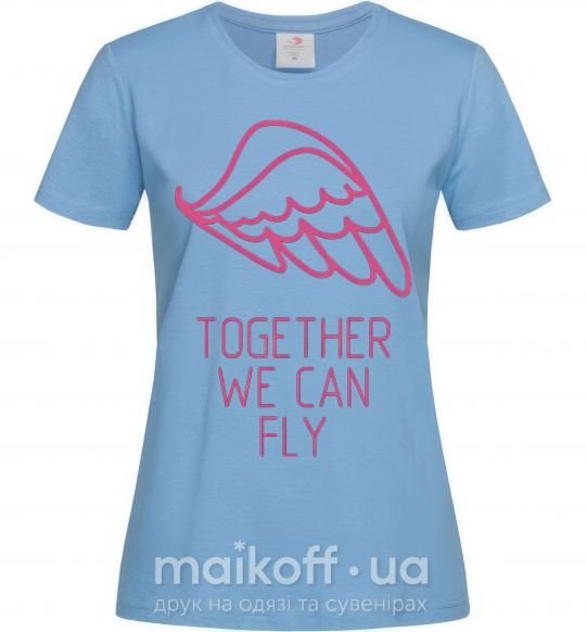 Жіноча футболка Together we can fly pink Блакитний фото