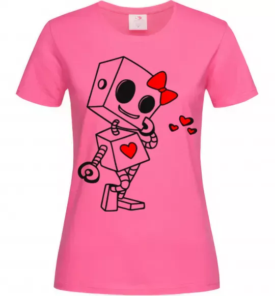 Женская футболка Robot girl Ярко-розовый фото