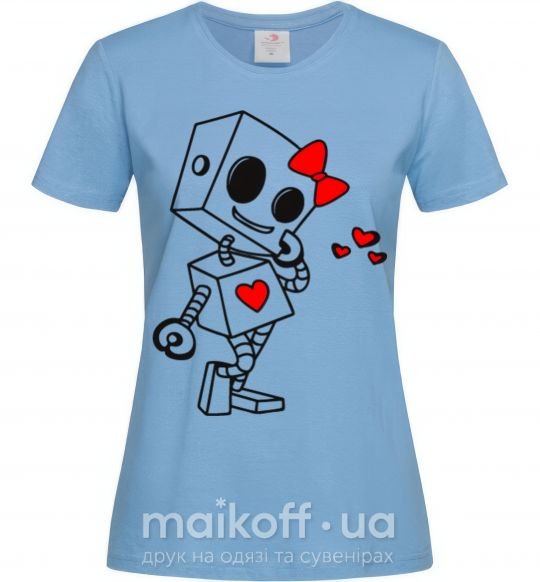 Жіноча футболка Robot girl Блакитний фото
