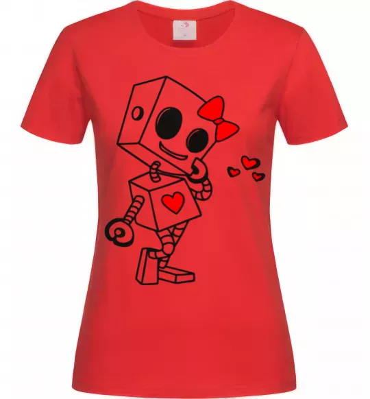 Женская футболка Robot girl Красный фото
