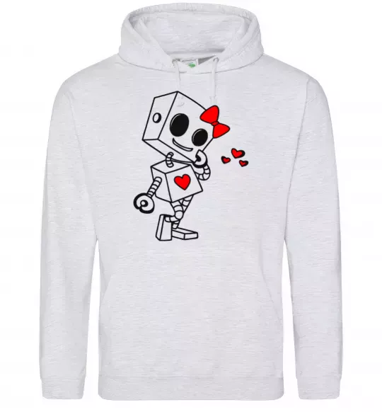 Женская толстовка (худи) Robot girl Серый меланж фото