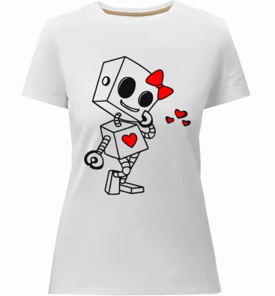 Жіноча преміум футболка Robot girl Білий фото