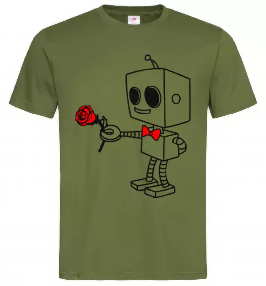 Чоловіча футболка Robot boy Оливковий фото