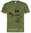 Мужская футболка Robot boy Оливковый фото