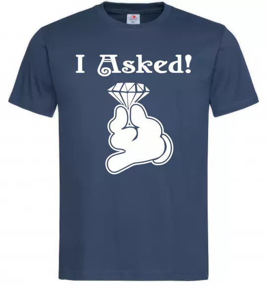 Мужская футболка I asked Темно-синий фото