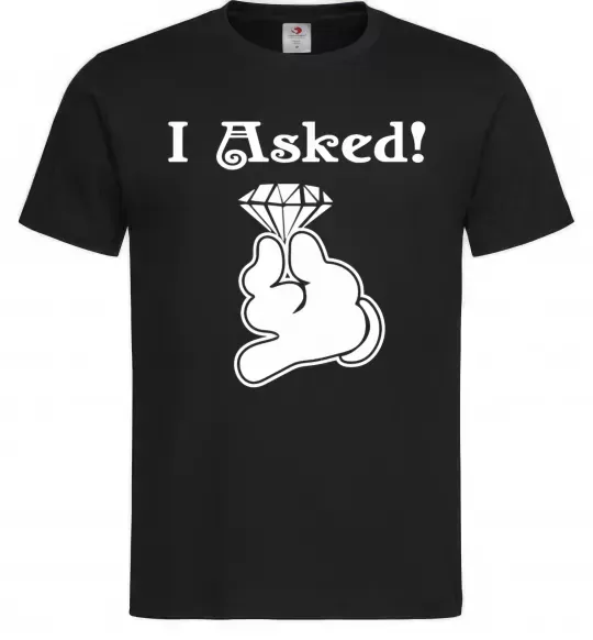 Мужская футболка I asked Черный фото