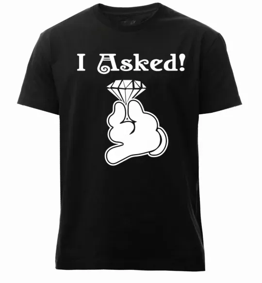 Мужская премиум футболка I asked Черный фото