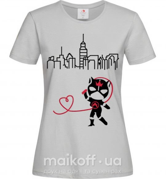 Жіноча футболка Cat girl Сірий фото