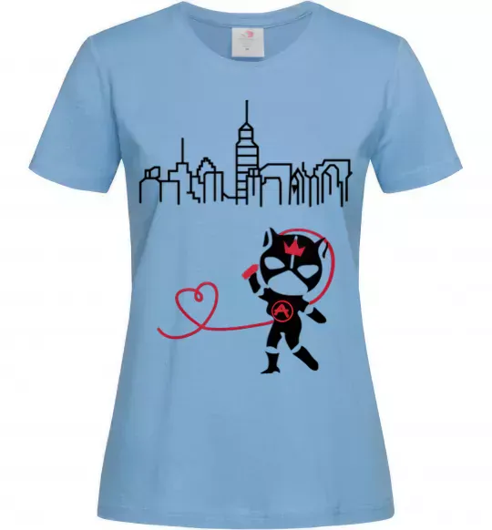 Женская футболка Cat girl Голубой фото