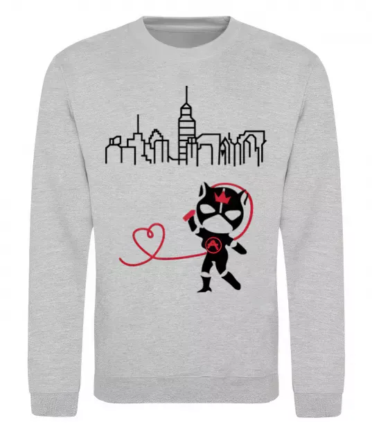 Світшот Cat girl Сірий меланж фото