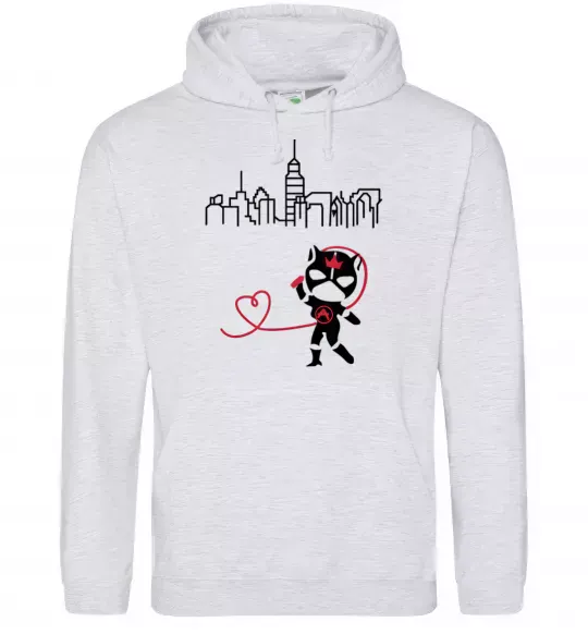 Женская толстовка (худи) Cat girl Серый меланж фото