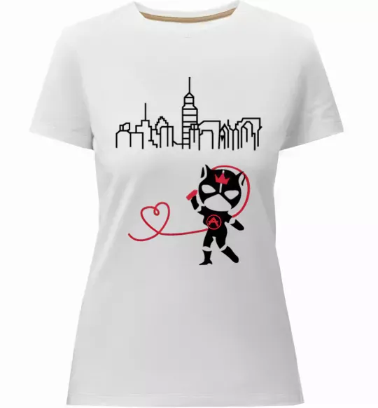 Женская премиум футболка Cat girl Белый фото