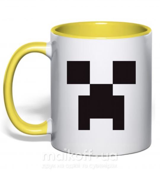 Чашка з кольоровою ручкою Minecraft logo Сонячно жовтий фото