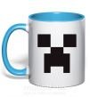 Чашка з кольоровою ручкою Minecraft logo Блакитний фото