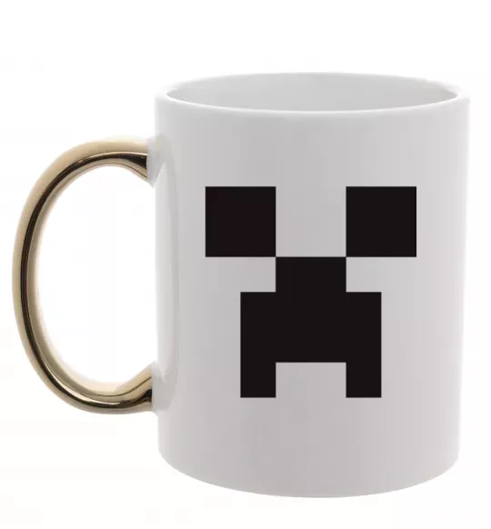 Чашка с цветной ручкой Minecraft logo Золото фото