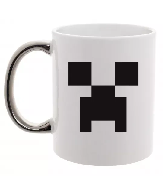 Чашка с цветной ручкой Minecraft logo Серебро фото