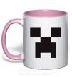 Чашка з кольоровою ручкою Minecraft logo Ніжно рожевий фото