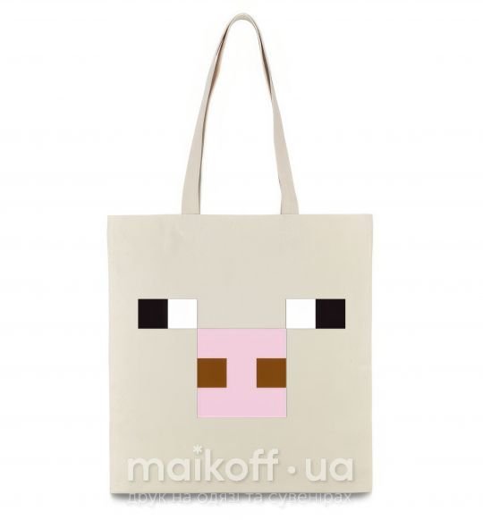 Эко-сумка Minecraft pig Бежевый фото
