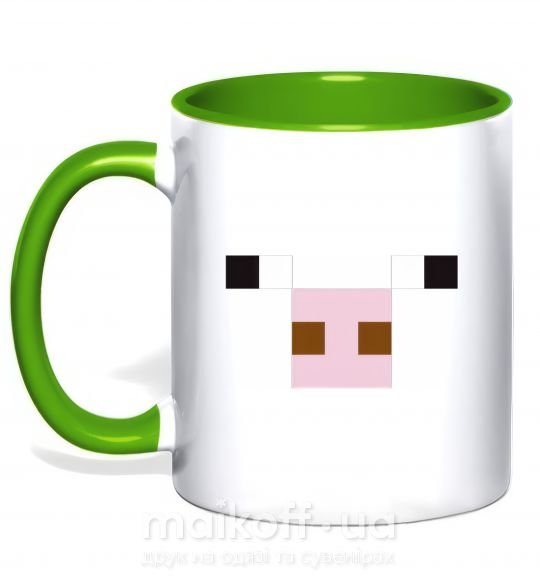 Чашка с цветной ручкой Minecraft pig Зеленый фото