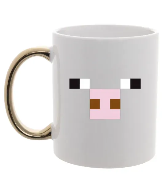 Чашка с цветной ручкой Minecraft pig Золото фото