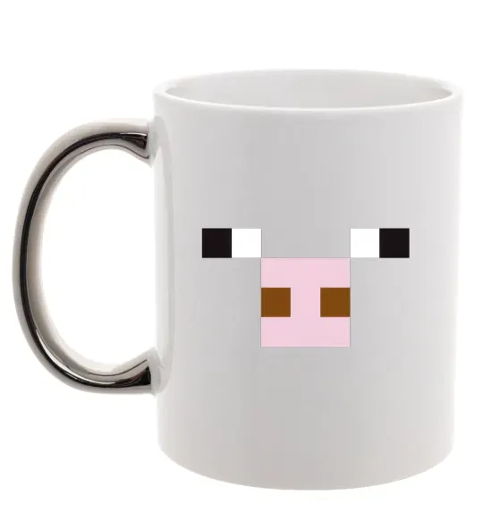 Чашка с цветной ручкой Minecraft pig Серебро фото