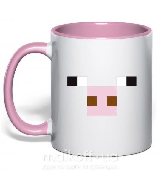 Чашка с цветной ручкой Minecraft pig Нежно розовый фото