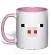 Чашка с цветной ручкой Minecraft pig Нежно розовый фото