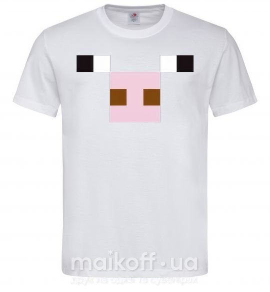 Мужская футболка Minecraft pig Белый фото